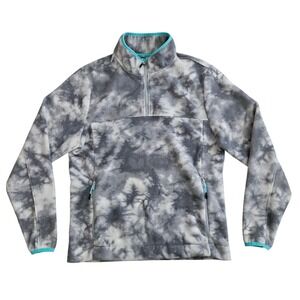 Chubbies Mens Medium Flame Commander Gray Tie Dye Fleece 1/4 Zip Pullover Jacket